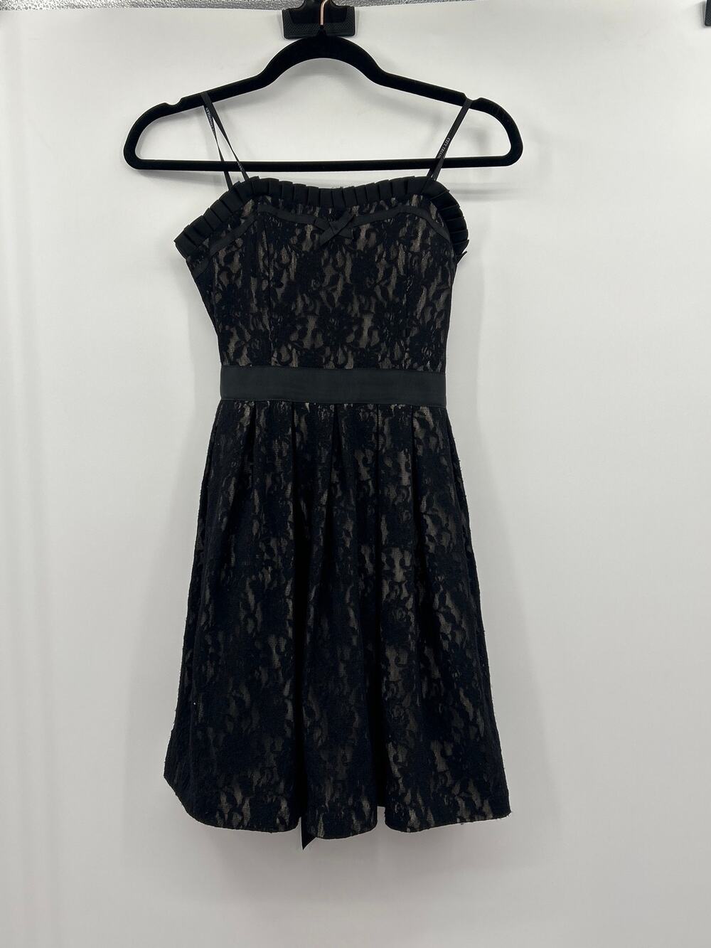 City Triangles Black Lace Strapless Fit Flare Party Dress Size 5 Sweetheart Mini